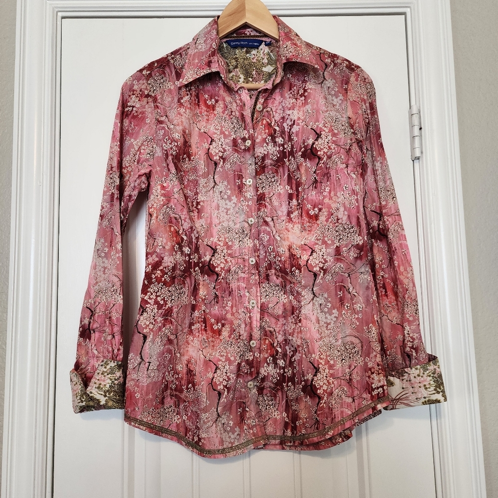 Georg Roth Los Angeles Cotton Cherry Blossom Button Down Blouse XS